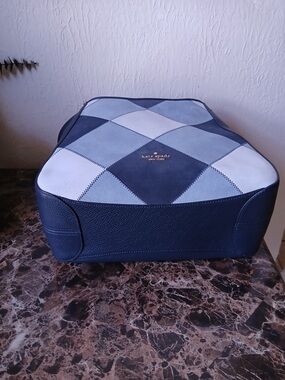 kate spade Navy and Light Blue Argyle Leather Messenger Bag
